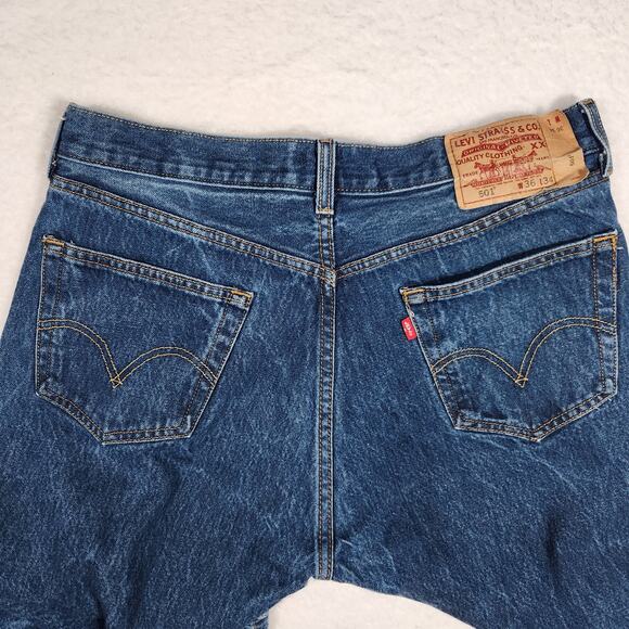 Y2K Levis XX 501 Straight Leg Button Fly Red Tab Jeans 36x34 Fits 34x31 Cotton - Picture 9 of 12